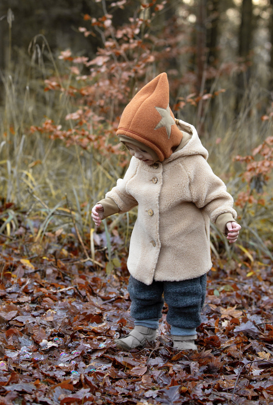 Cagulă din lână fleece organică Pure Pure Star - Caramel