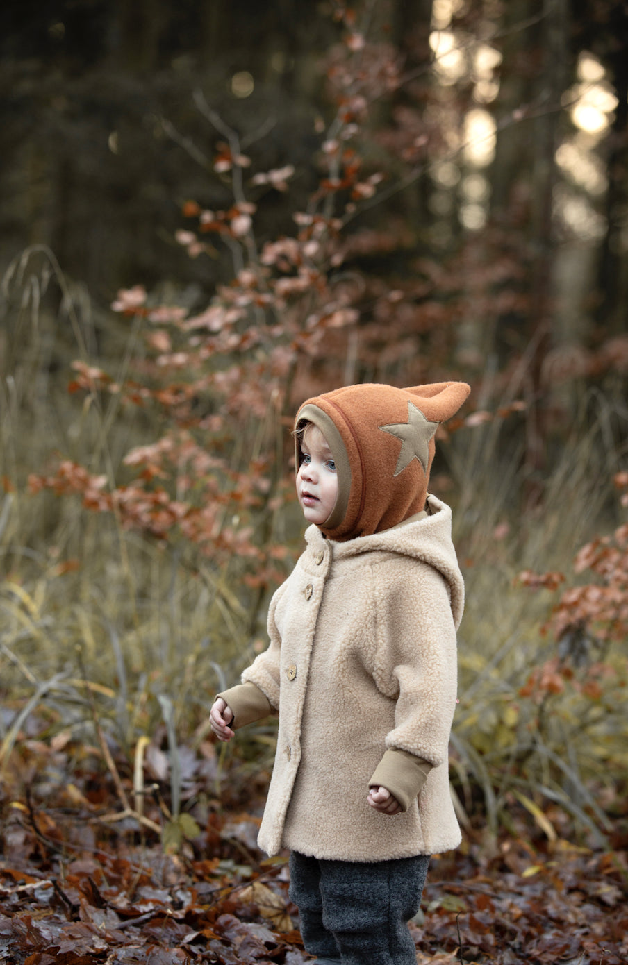 Cagulă din lână fleece organică Pure Pure Star - Caramel