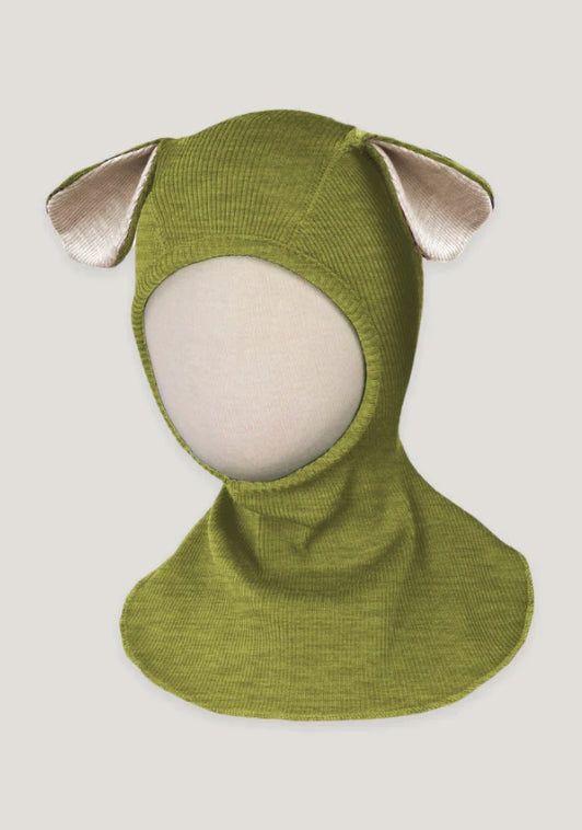 Cagulă ManyMonths Unique Puppy din lână merinos - Pea Puree Green