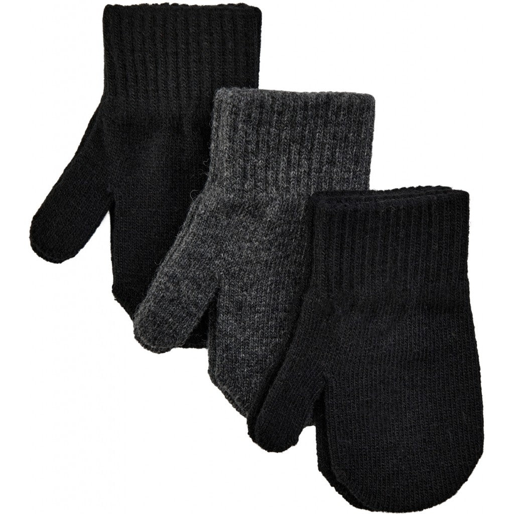 Mănuși Mikk-line tricotate cu lână - set de 3 perechi: Blue Nights - Antrazite - Black