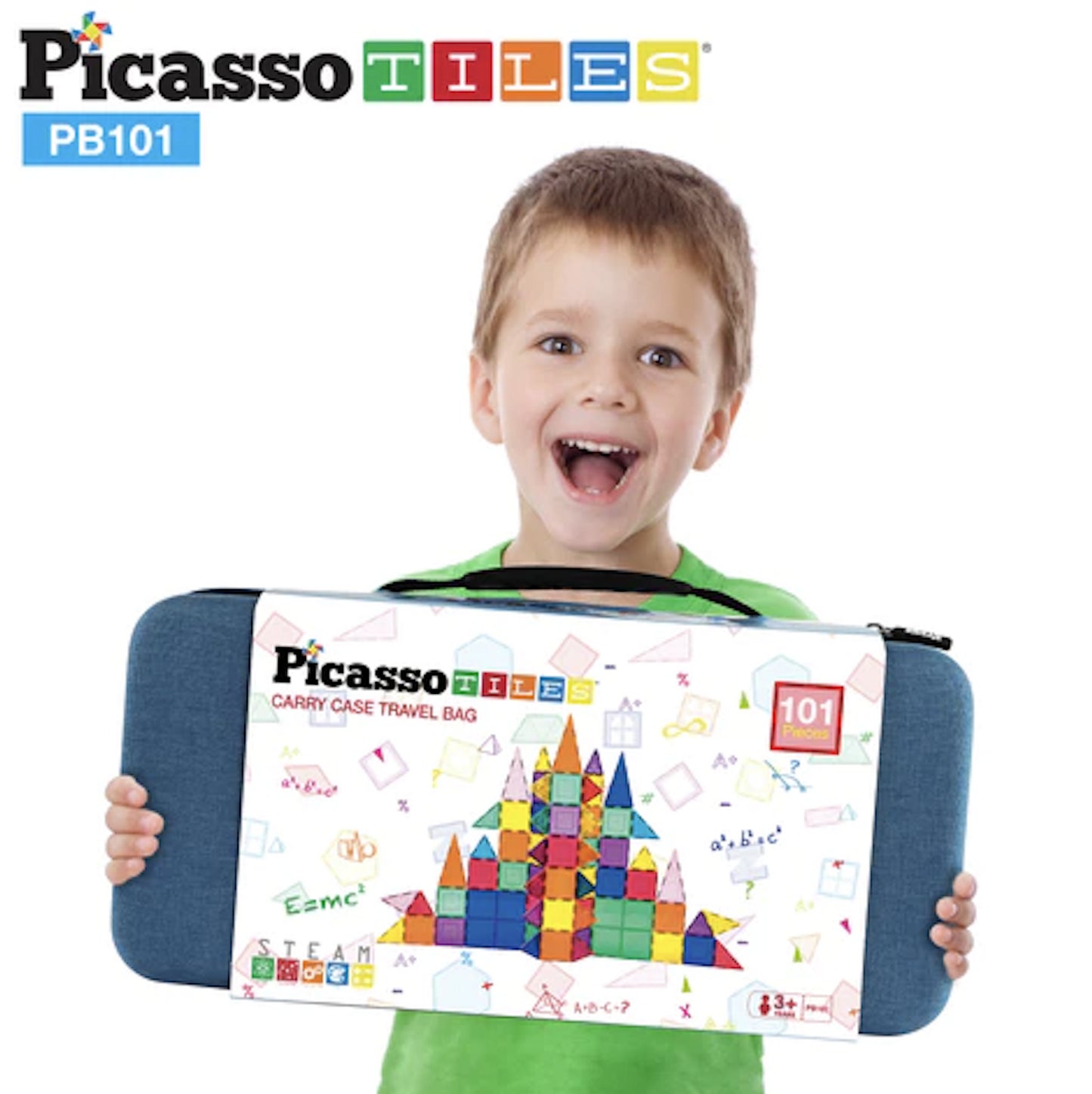 Set PicassoTiles 101 Piese Magnetice De Construcție Cu Geantă De Transport