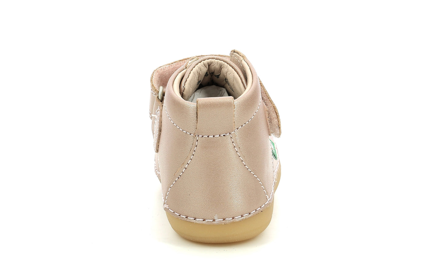 Ghete din piele cu velcro Kickers - SABIO - Pink Metal