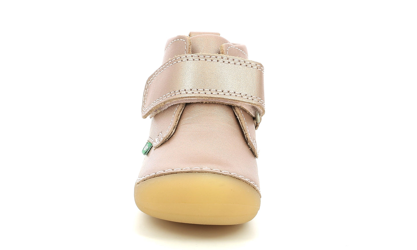 Ghete din piele cu velcro Kickers - SABIO - Pink Metal