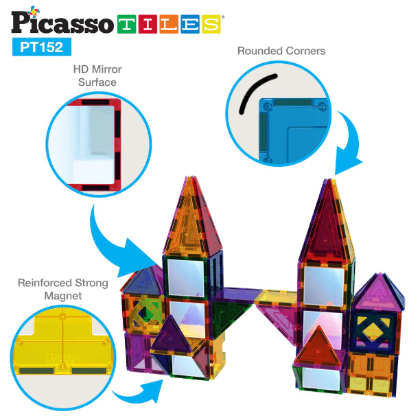 Set PicassoTiles - 152 piese magnetice de construcție