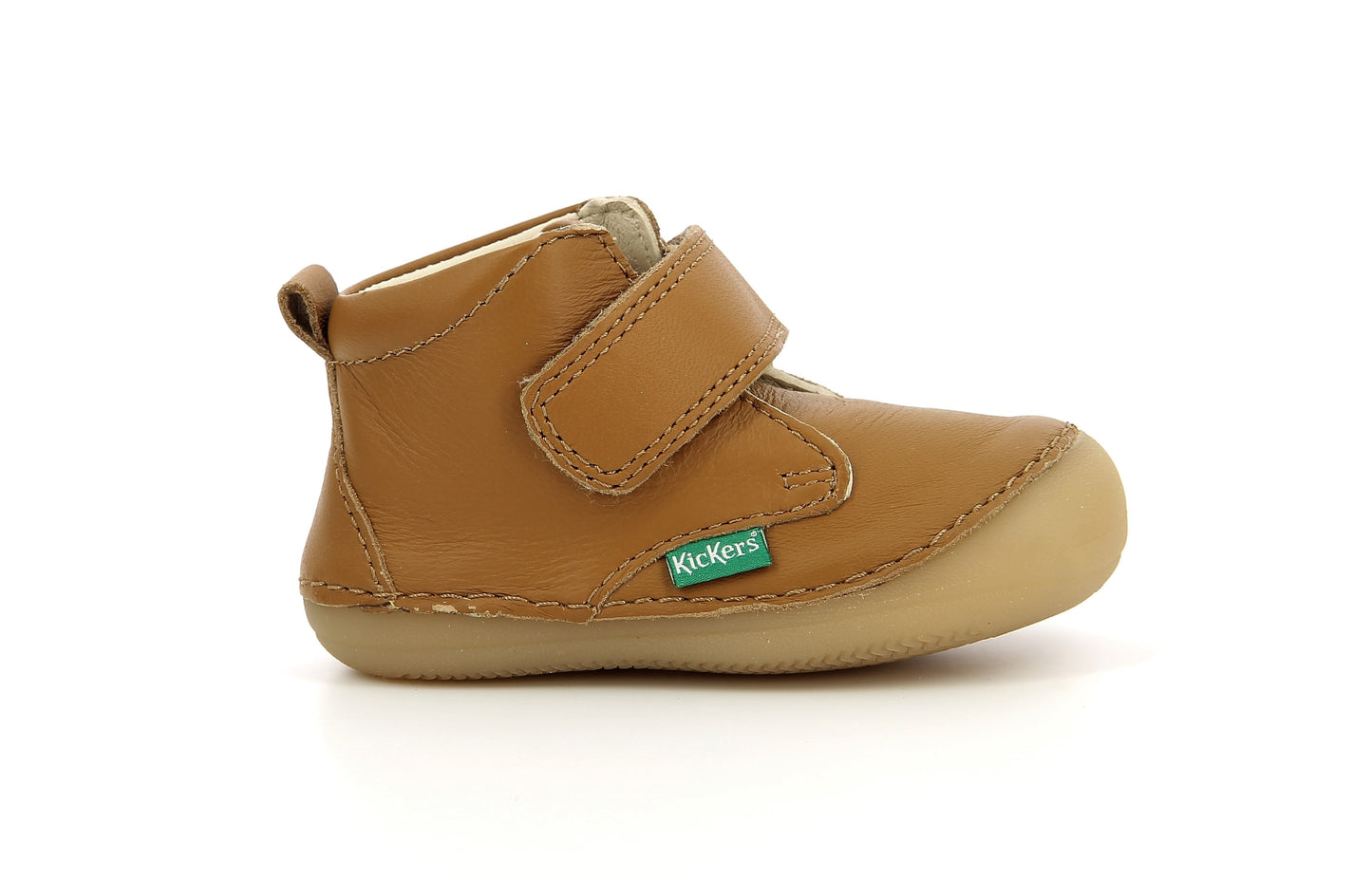 Ghete din piele cu velcro Kickers - SABIO - Light Camel