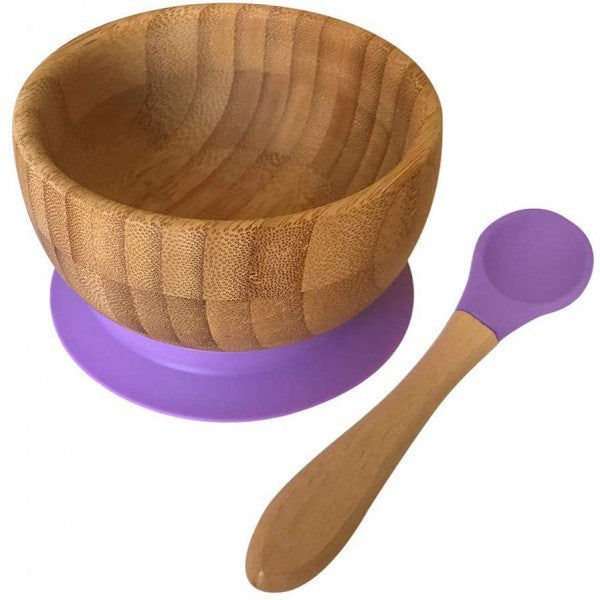 Set castron și linguriță din bambus organic Oaki - Mov