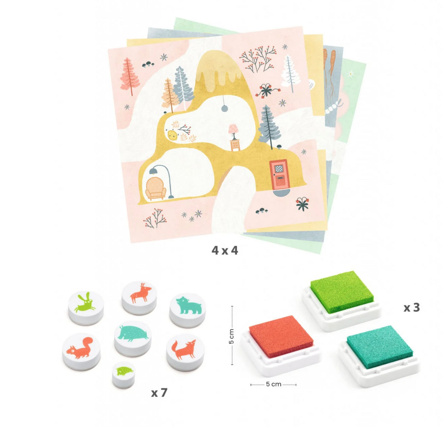 Joc creativ cu ștampile Djeco, Animale din pădure