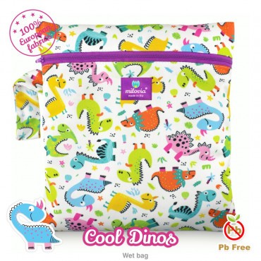 Saculet pentru depozitarea scutecelor textile (Wet Bag) Milovia Cool Dinos