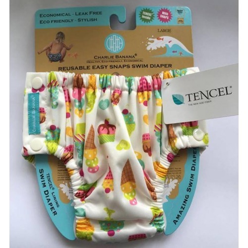 Scutec refolosibil de înot Charlie Banana cu interior de Tencel și capse laterale - model Gelato