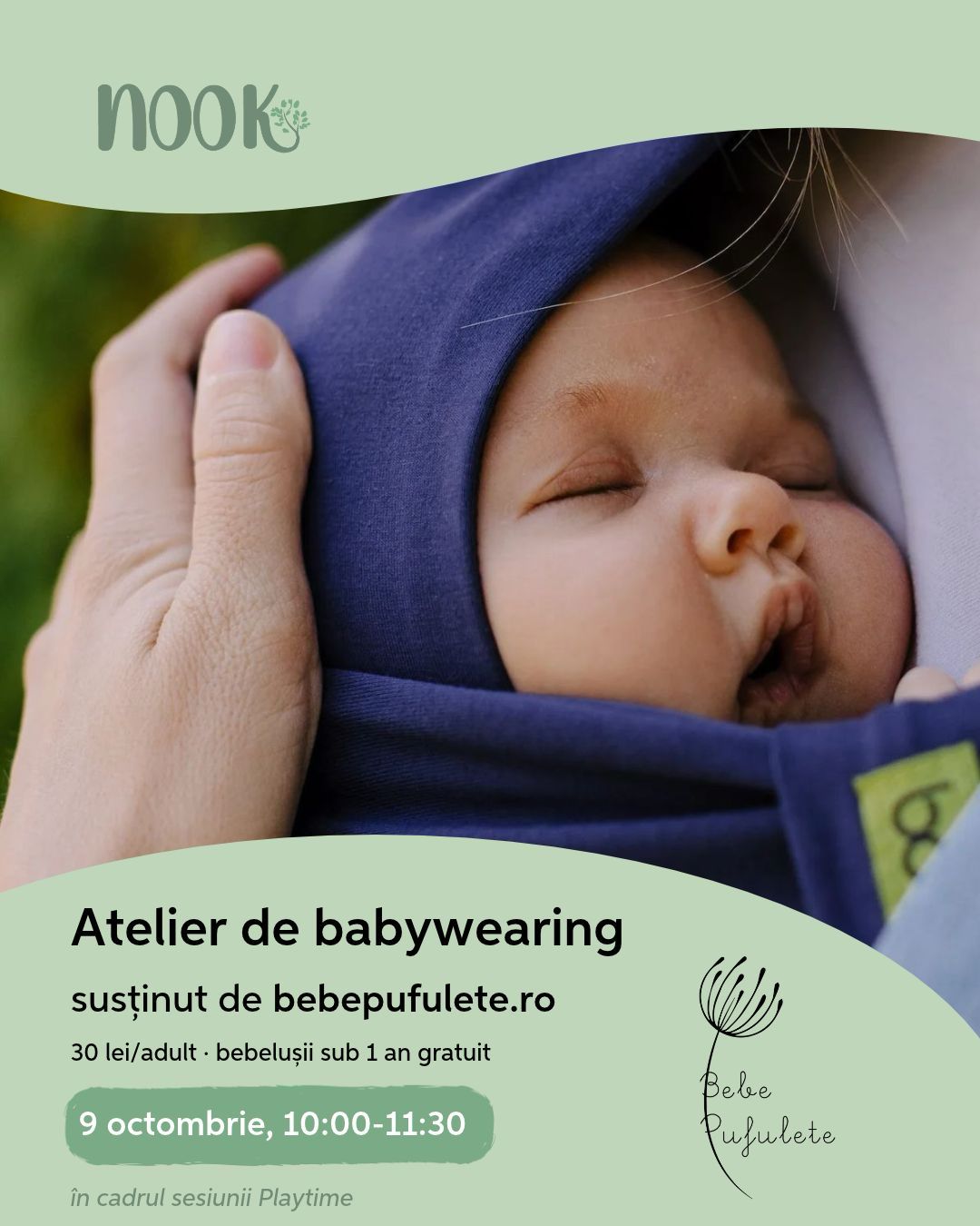 Atelier practic de babywearing la Nook