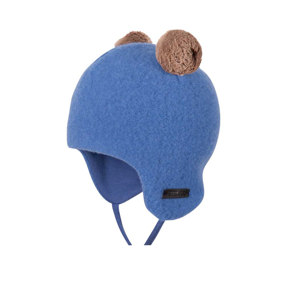 Căciulă Pure Pure din lână fleece organică cu pompoane - Bright Blue