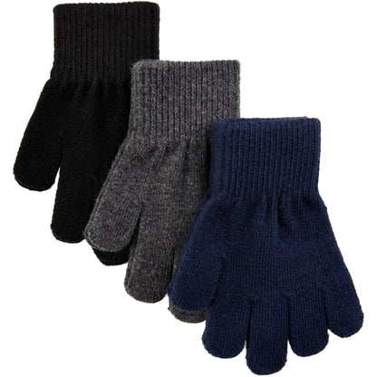 Mănuși tricotate cu lână Magic Gloves Mikk-line - set de 3 perechi Blue Nights - Antrazite - Black