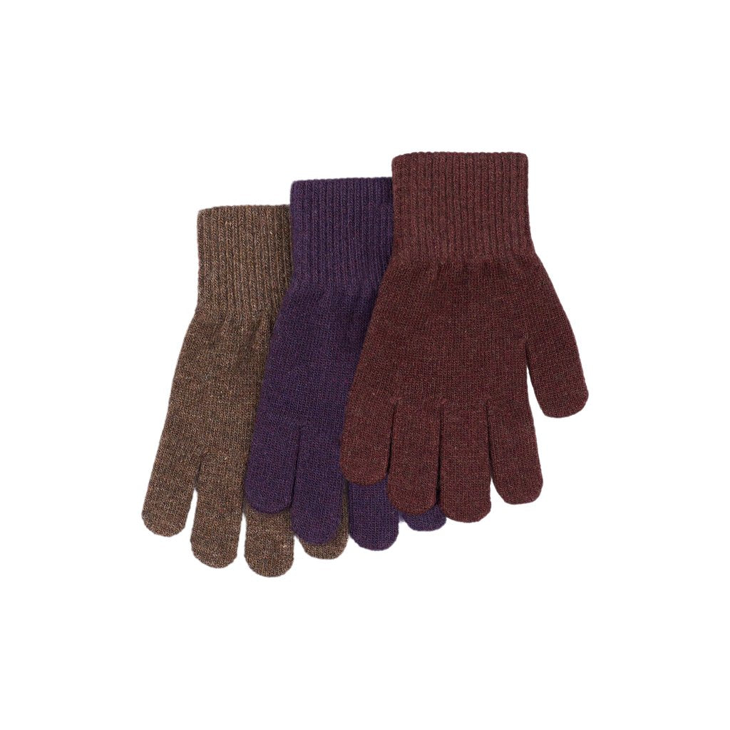 Mănuși tricotate cu lână Magic Gloves Mikk-line - set de 3 perechi Plum Perfect - Deep Mahogany - Oxblood Red