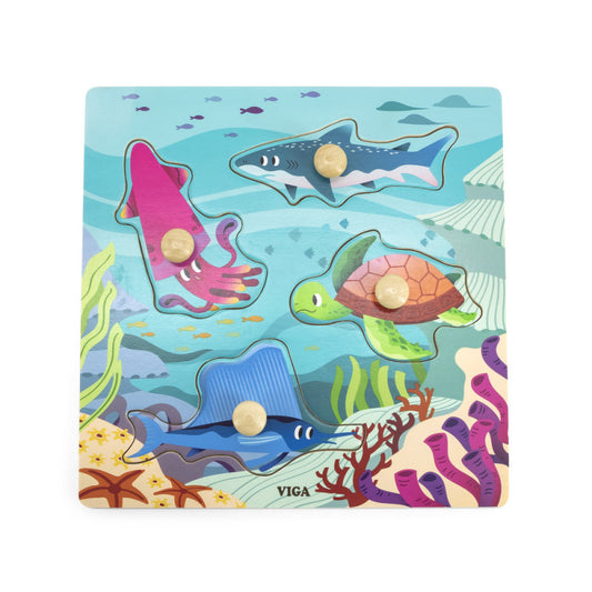 Puzzle cu mâner - Animale marine în habitat, Viga