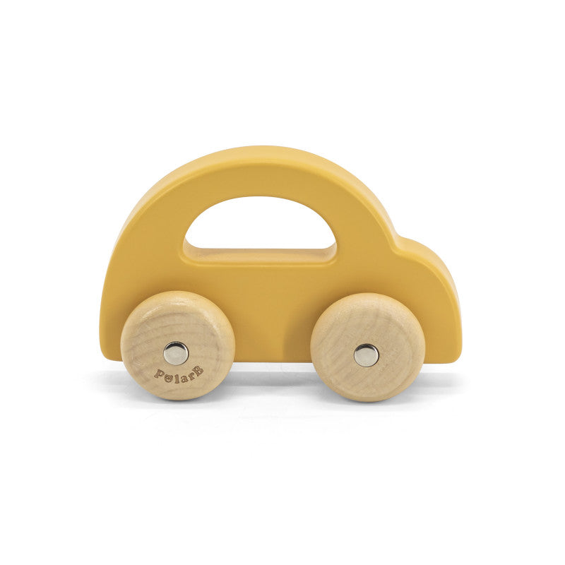 Mașinuță din lemn galbenă cu design vintage, PolarB Viga