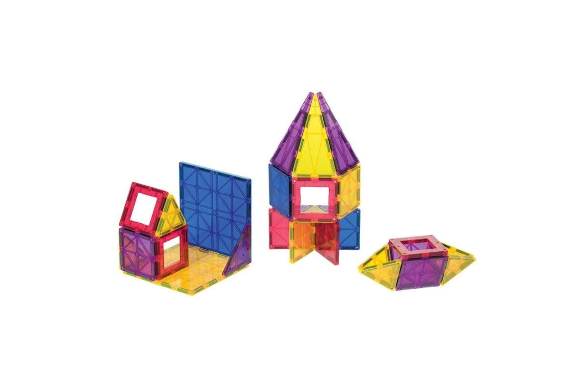 Set Playmags Junior: 32 piese magnetice de construcție + 6 clickins ABC