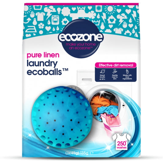 Ecoballs – Bilă pentru spălarea rufelor, cu parfum de in, Ecozone, 250 spălări