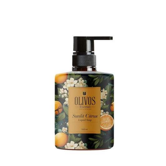 Săpun lichid Sunlit Citrus cu parfum de mandarină, Olivos, 500 ml