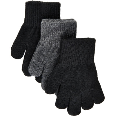 Mănuși tricotate cu lână Magic Gloves Mikk-line - set de 3 perechi Black - Antrazite - Black