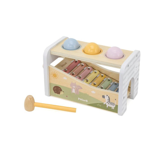 Banc de lovit cu Xilofon Montessori 3 in 1, Polar B