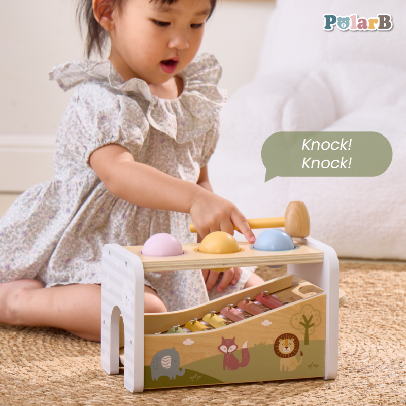 Banc de lovit cu Xilofon Montessori 3 in 1, Polar B