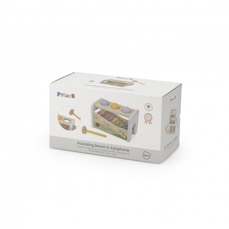 Banc de lovit cu Xilofon Montessori 3 in 1, Polar B