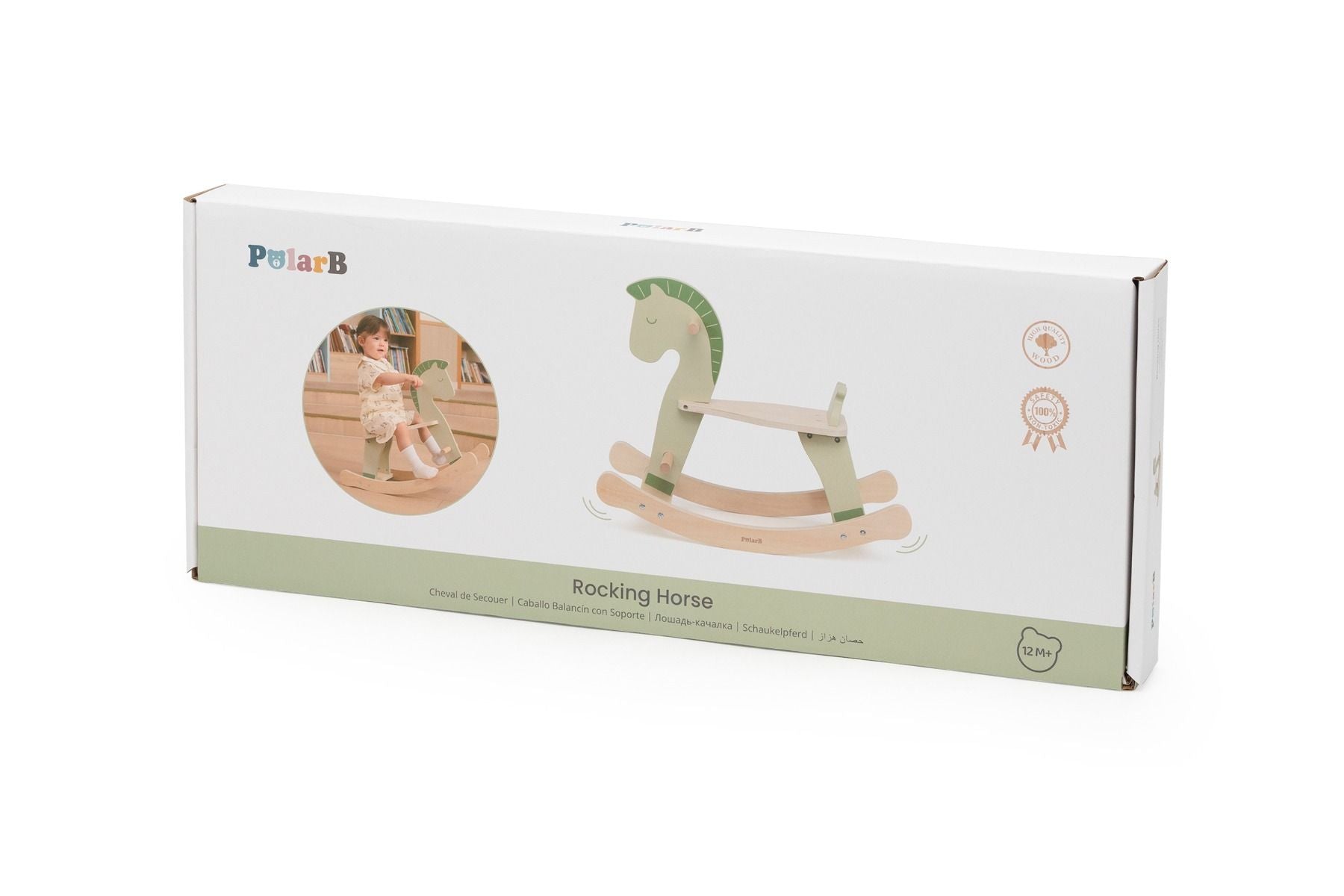 Căluț balansoar din lemn verde, pentru copii – jucărie Montessori - VIGA