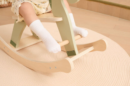 Căluț balansoar din lemn verde, pentru copii – jucărie Montessori - VIGA