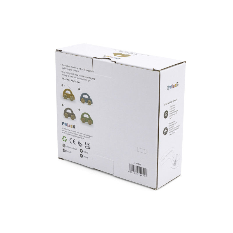 Mașinuță din lemn galbenă cu design vintage, PolarB Viga