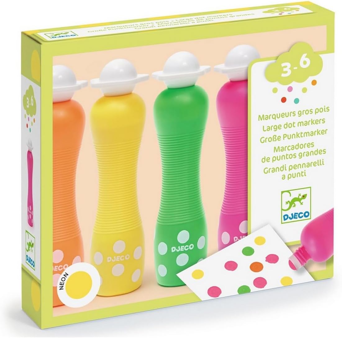 Set 4 markere culori neon pentru bebe, Djeco