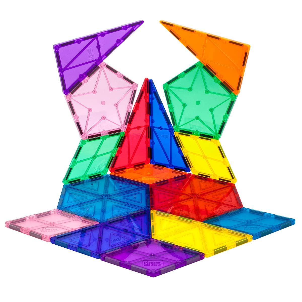 Set PicassoTiles Geometrie - 16 piese magnetice de construcție în diverse forme geometrice