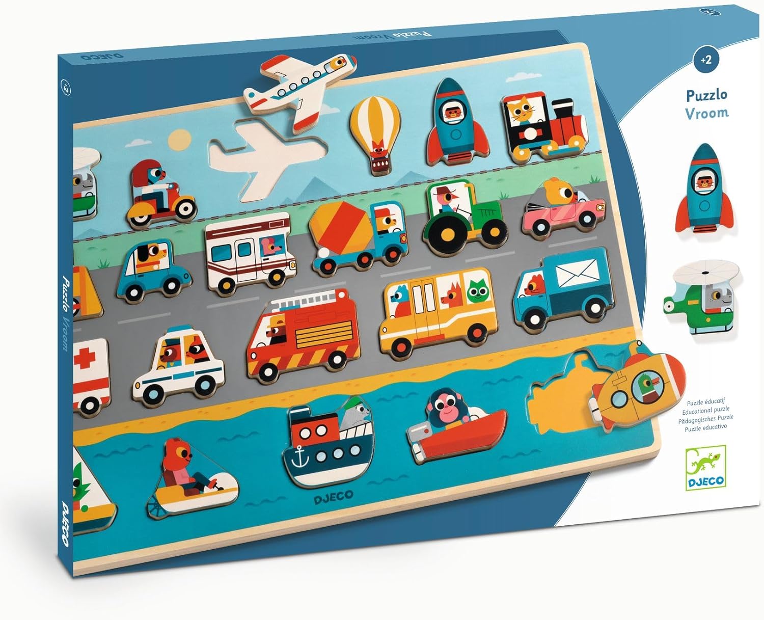 Puzzle lemn Vroom-vroom, Djeco