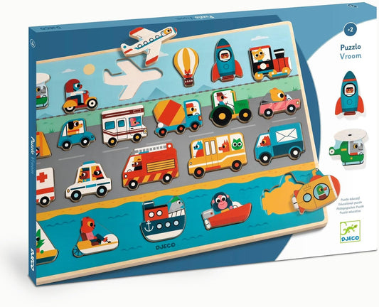 Puzzle lemn Vroom-vroom, Djeco