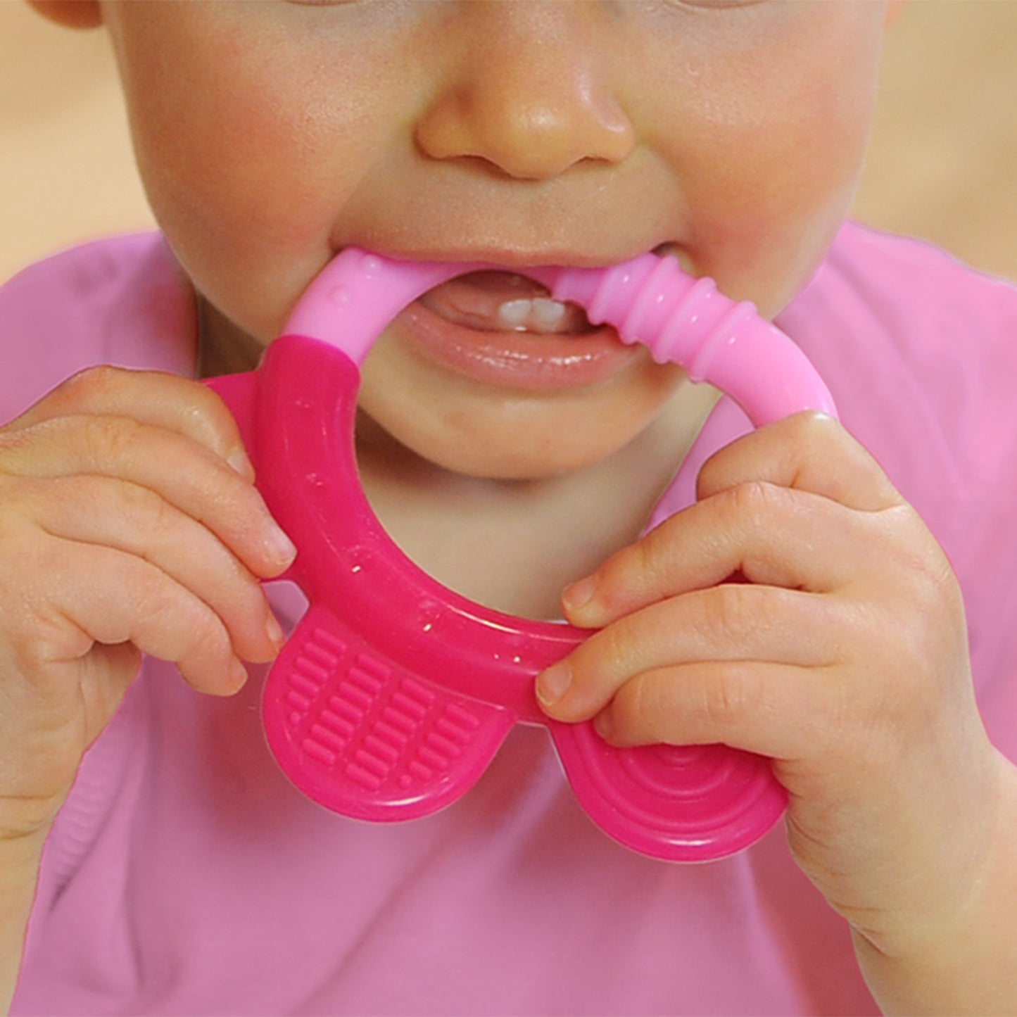Jucării pentru dentiție din silicon - set 2 bucăți - Green Sprouts by iPlay - Pink&Purple