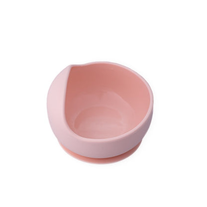 Set diversificare pentru copii – Castron cu ventuză și linguriță din silicon Oaki, roz pal