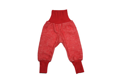Pantaloni bebe din lână și bumbac, tip fleece, roșu - Cosilana