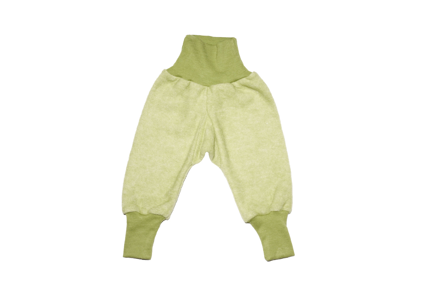 Pantaloni bebe din lână și bumbac, tip fleece, verde - Cosilana