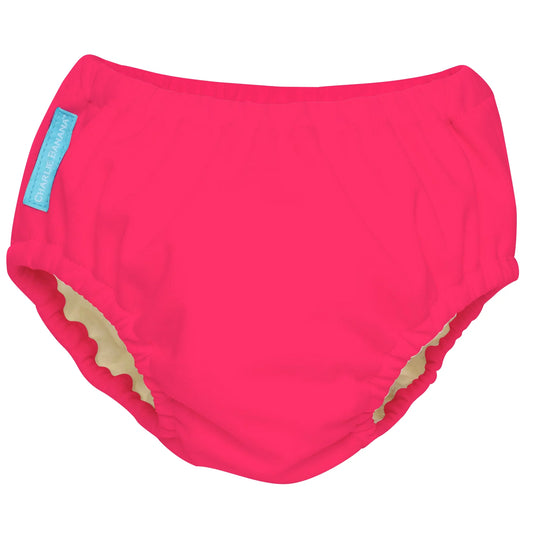 Scutec refolosibil de înot Charlie Banana cu interior de Tencel - Florescent Hot Pink