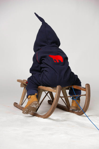 Overall din fleece - dark blue/red - DucKsday