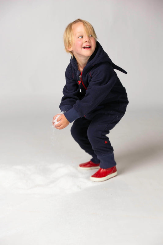 Overall din fleece - dark blue/red - DucKsday