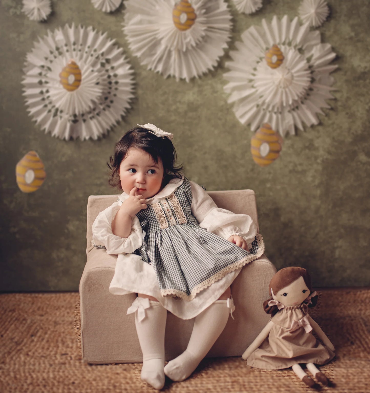 Fotoliu pentru copii Bej, din catifea - Twindeco - Beige Velvet