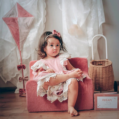 Fotoliu pentru copii Mentă, din catifea - Twindeco