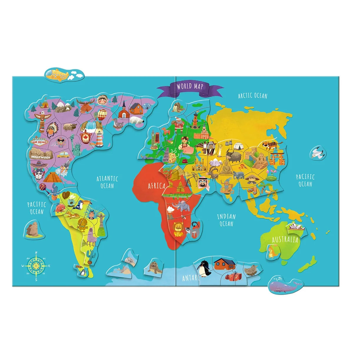 Puzzle magnetic Harta Lumii – 136 piese educative Dodo Toys