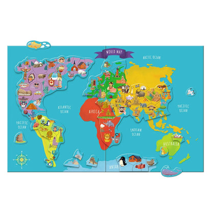 Puzzle magnetic Harta Lumii – 136 piese educative Dodo Toys