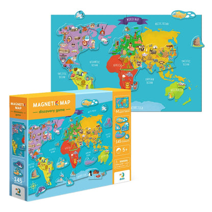 Puzzle magnetic Harta Lumii – 136 piese educative Dodo Toys