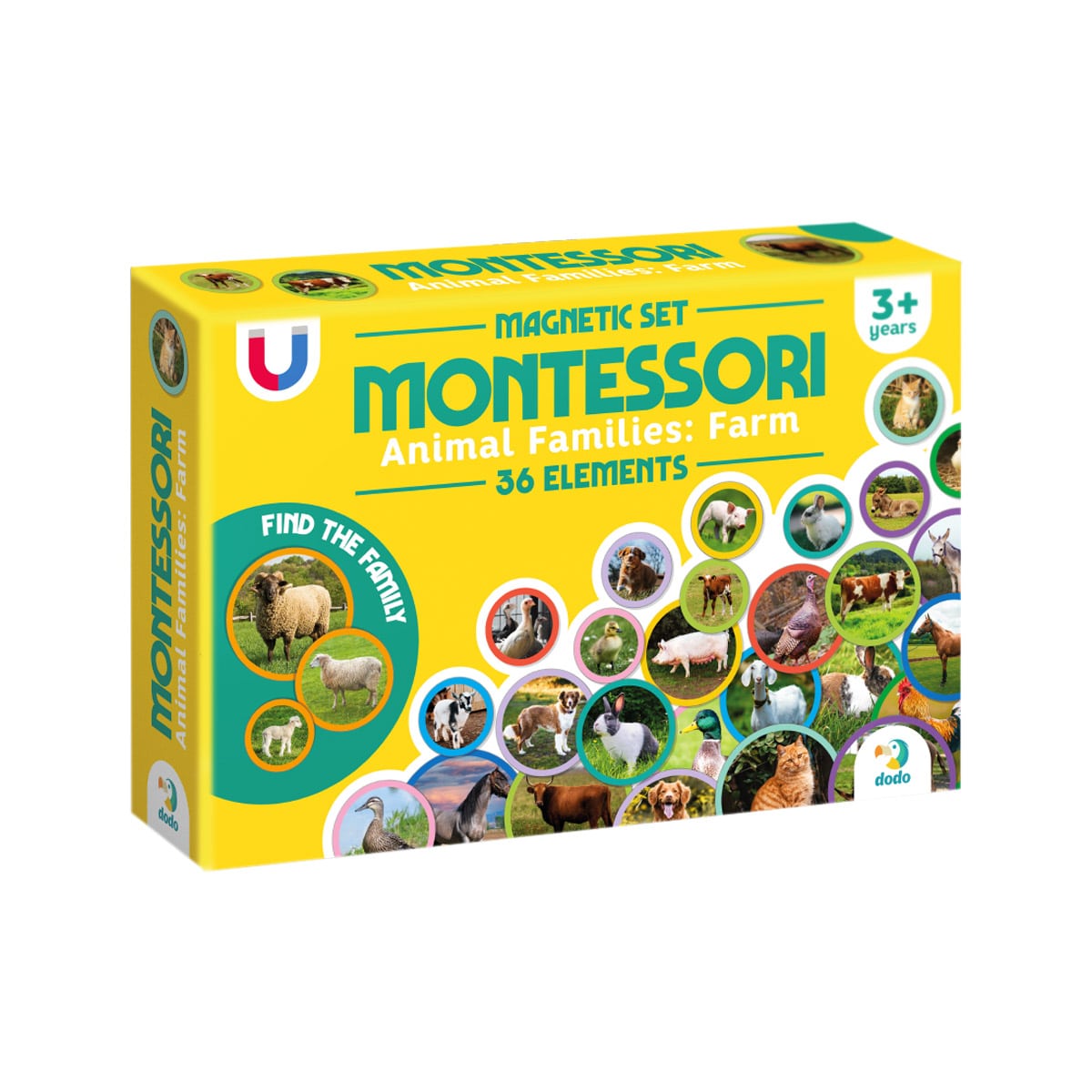 Set magnetic Montessori, Familii de animale de la fermă - Dodo Toys