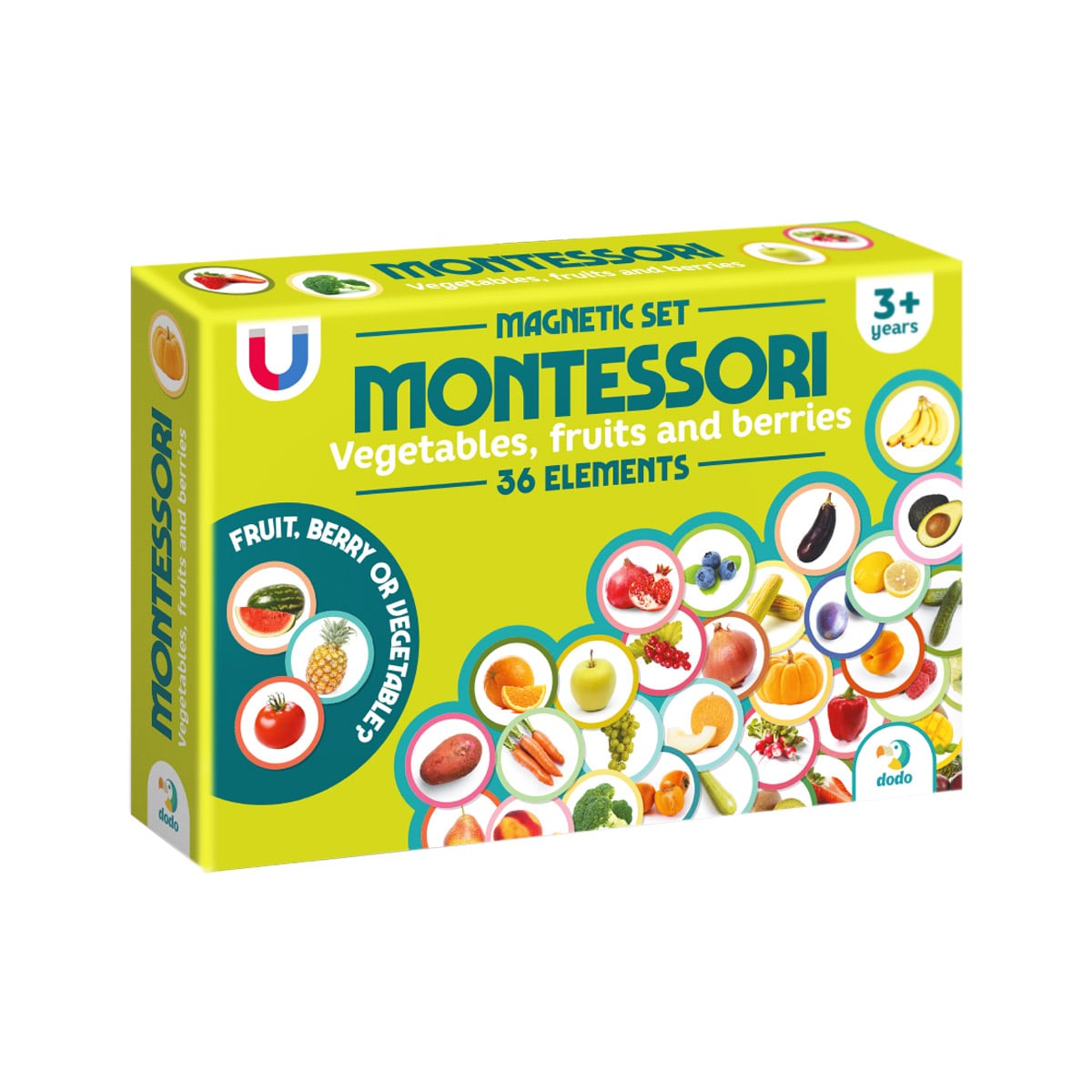Set magnetic Montessori, Fructe și legume - Dodo Toys
