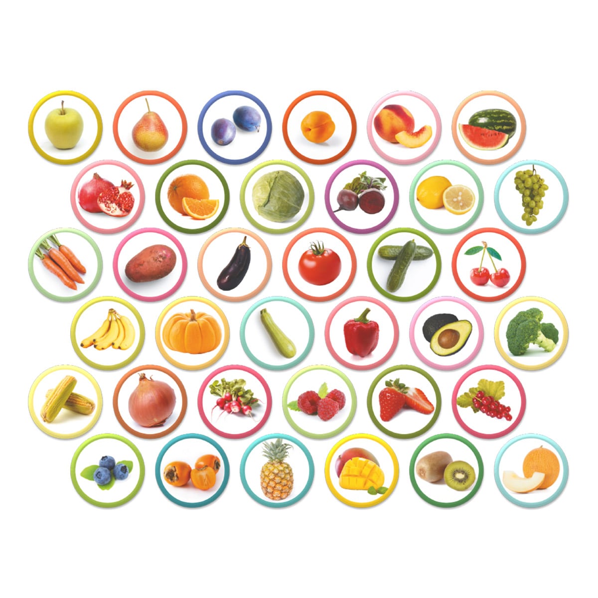 Set magnetic Montessori, Fructe și legume - Dodo Toys