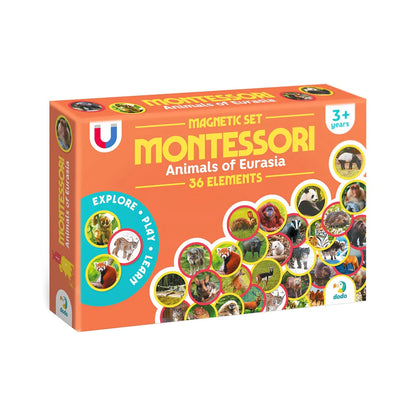 Set magnetic Montessori Animale din Eurasia – 36 magneți educativi - Dodo Toys