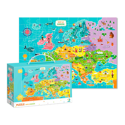Puzzle Harta Europei, 100 piese - Dodo Toys